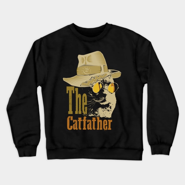 The Catfather funny cat dad Crewneck Sweatshirt by bakmed